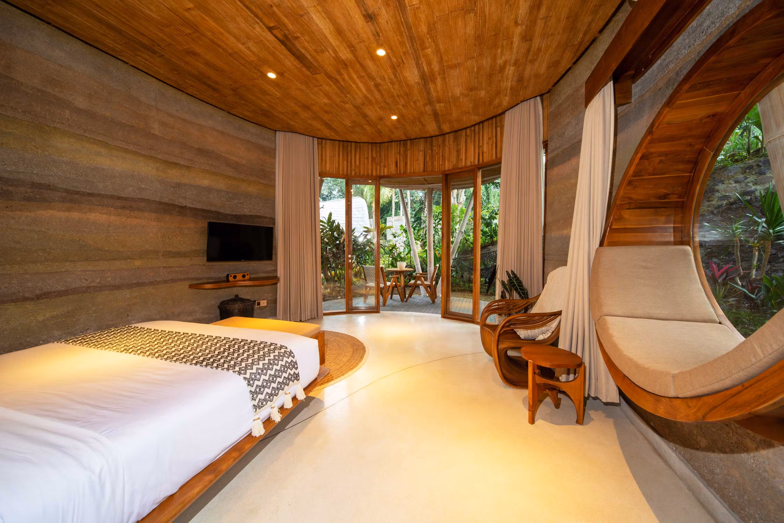 Poolside villa interior